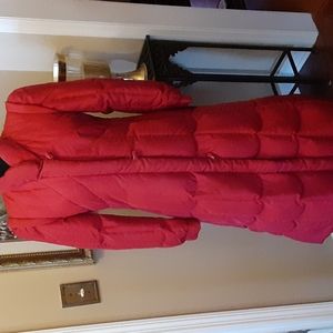 The Water's Edge Down red full length quilted coat 80% duck down 20% feather XS…